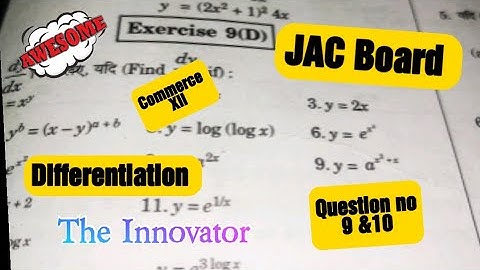 BMT Commerce Class XII JAC Board Differentiation chapter 9 D  Question no 9 & 10
