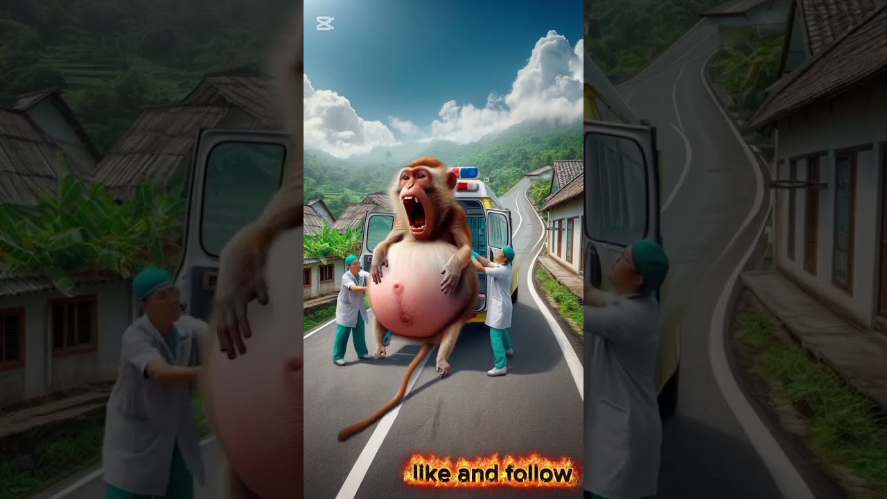 Doctor's rescued pregnant poor monkey from greenish village 