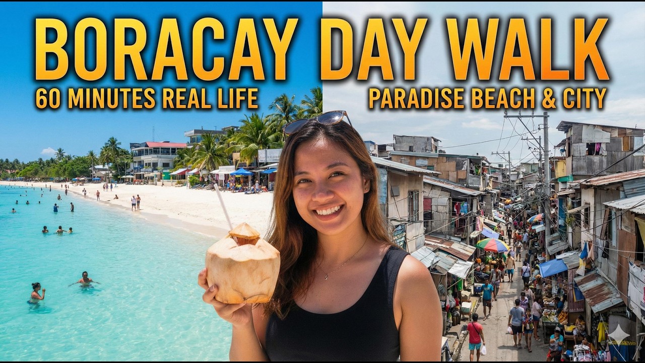 Raw 1-Hour Walk Through Two Worlds: Boracay Beach and Local City Life (Morning) - Philippines 4K50