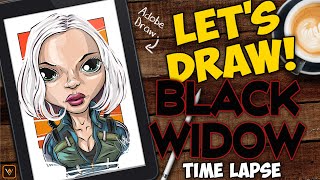Let's Draw - Marvel's Black Widow - Adobe Draw Time-Lapse