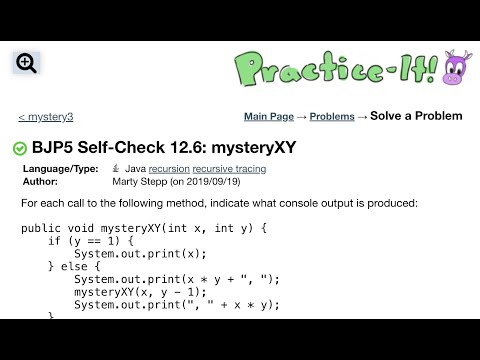 Java Practice It | Self-Check 12.6: mysteryXY | recursion, recursive training