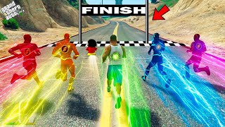 Franklin & Shin Chan and All Flash Avengers Biggest Running Race in Gta 5 in Telugu
