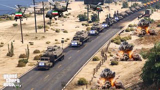Irani Fighter Jets, Drones & War Helicopters Attack on Israeli Oil Supply Convoy in Jerusalem- GTA 5