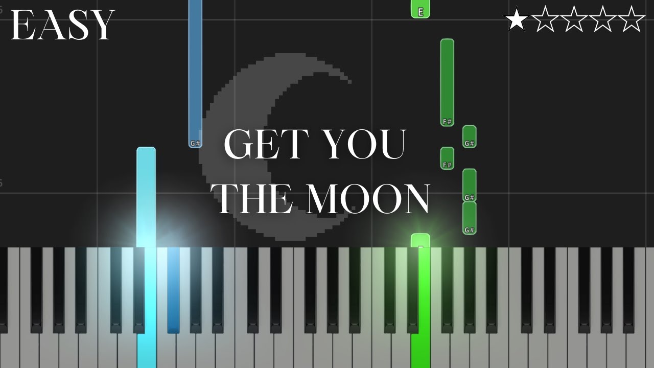 Kina - Get You The Moon - EASY TUTORIAL PIANO + MIDI