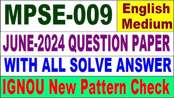 MPSE 009 Previous Year Question Paper June 2024 in English | mpse 009 important question with answer