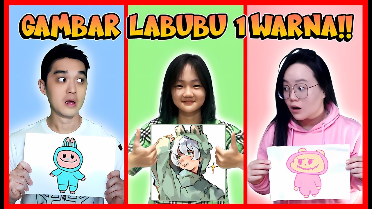 CHALLENGE GAMBAR LABUBU 1 WARNA BERSAMA ANAK !! GAMBARNYA KEREN !! Feat @MOMON Roblox