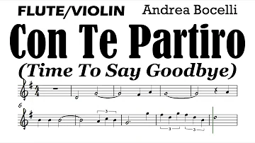 Con Te Partiro Violin Flute Sheet Music Backing Track Play Along Partitura