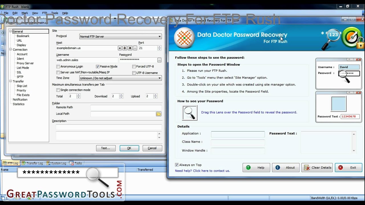 How to Recover Forgotten Password of FTP Rush