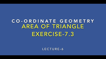 Coordinate Geometry Class 10 NCERT Lecture-6 Area Of Triangle Exercise-7.3