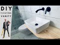 DIY Floating Vanity [How to Make a Floating Vanity and Attach a Vessel Sink]