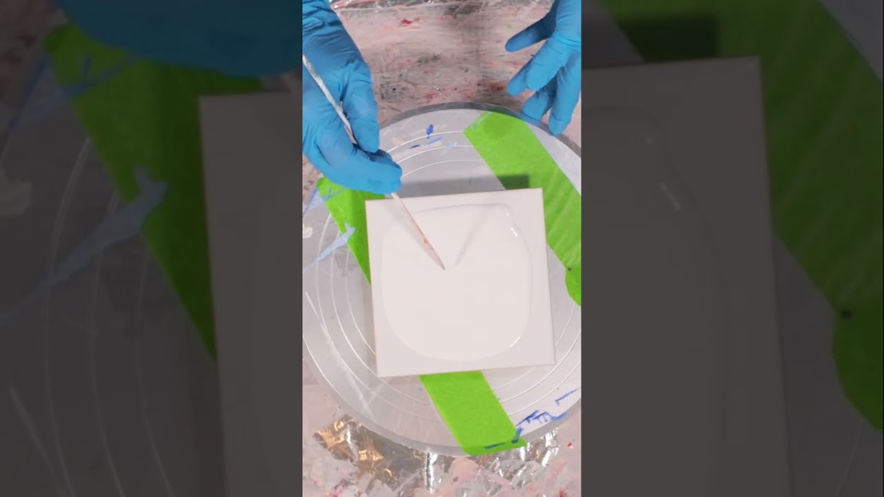 Blue Coaster Flow Art Step By Step - Paint Transforms on a Rotating Canvas