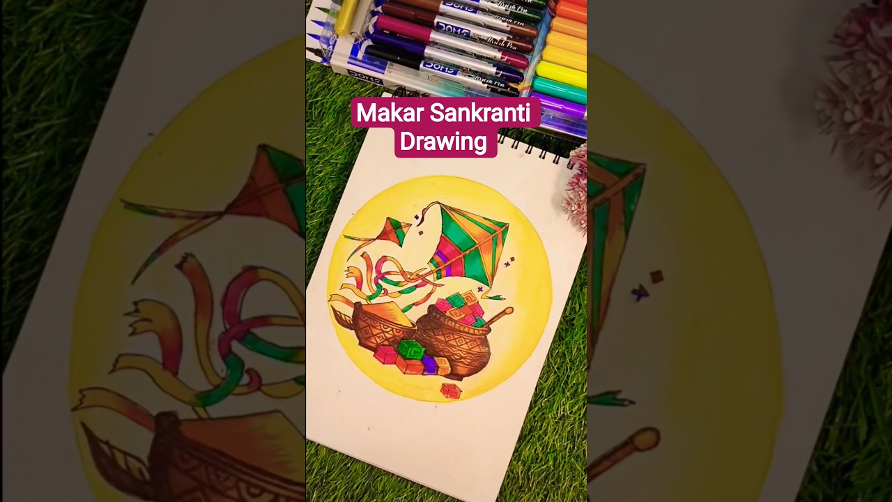 Makar Sankranti Drawing 🪁😍 #shorts #makarsankranti #drawing #art #shortsfeed #trending #viralshorts