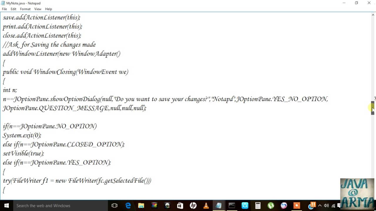 how to create a notepad in Java Swing part 4 Saving Changes - YouTube