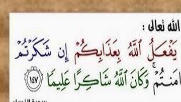 مايفعل الله بعذابكم ان شكرتم وامنتم وكان الله شاكرا عليما سورة النساء  مشاري العفاسي