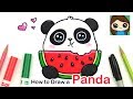 How to Draw a Panda Eating Watermelon Easy | Summer Art Series #6