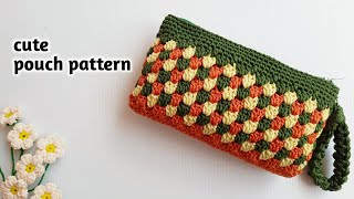 crochet cute pouch pattern || dompet rajut motif simple