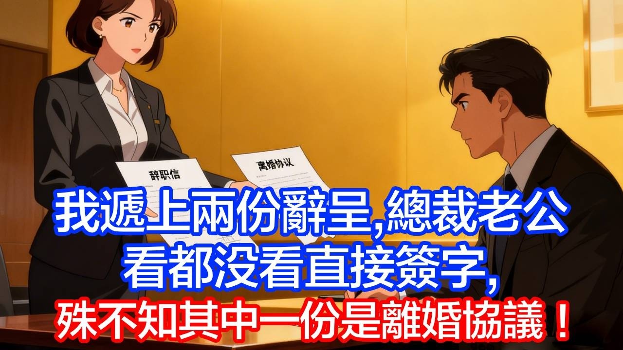 我笑著遞上兩份申請，總裁老公看都沒看就簽字，殊不知其中一份是離婚協議，得知真相的他悔瘋了！