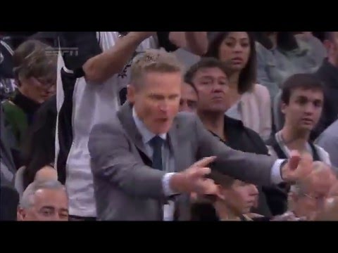 Steve Kerr Technical Foul | Warriors vs Spurs | March 19, 2016 | NBA 2016