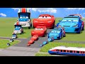 Big  small siderman vs hulk vs spongebob vs superman vs mcqueen vs thomas the train  beamngdrive