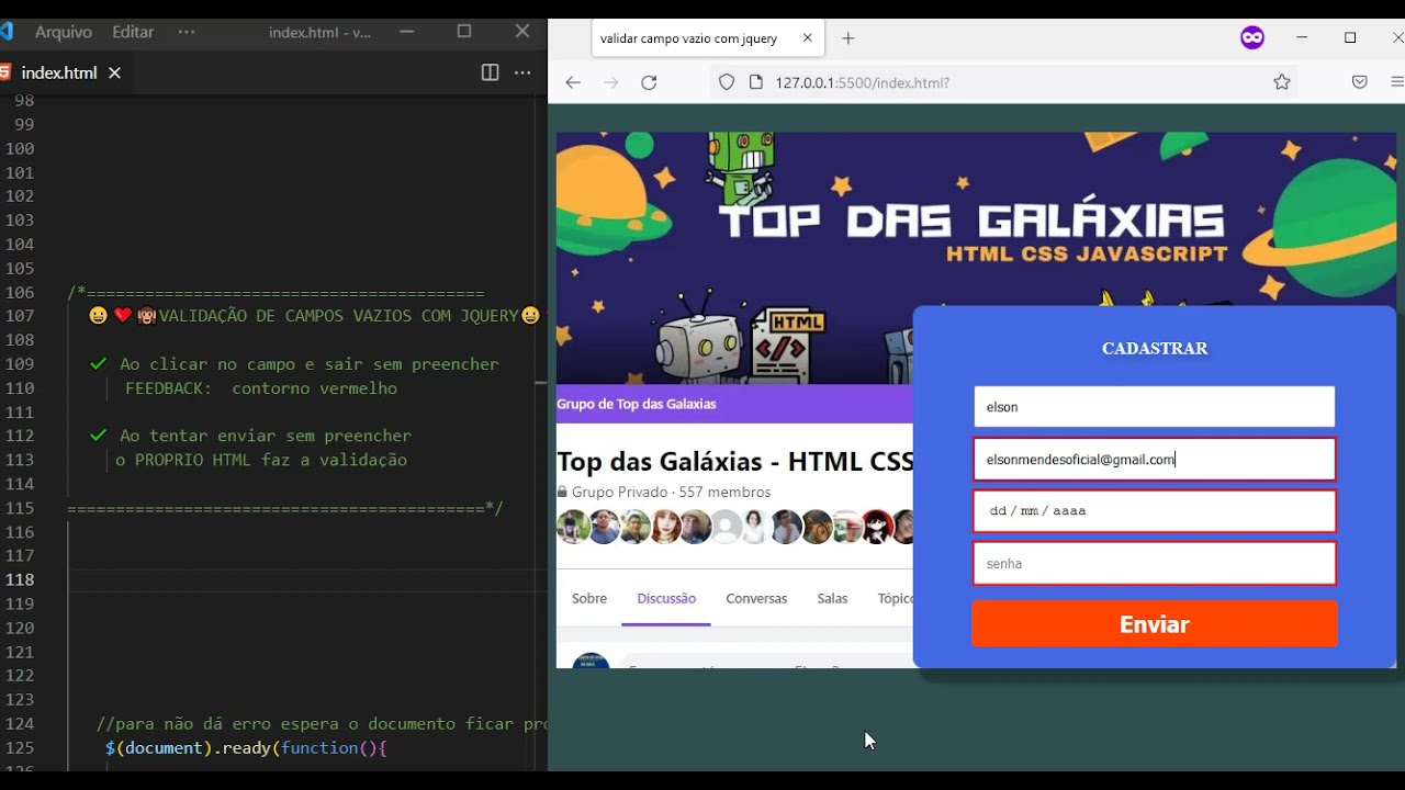 COMO VALIDAR CAMPO VAZIO COM JQUERY - YouTube