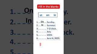 At, On, In. When do you use it? English Grammar Test #english #learnenglishgrammar #shorts