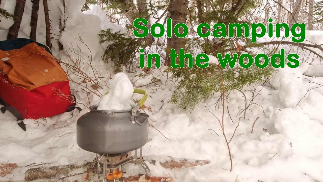Solo camping in the woods, shelter from the snow. Winter atmosphere | ASMR | Virtual Walking Tour