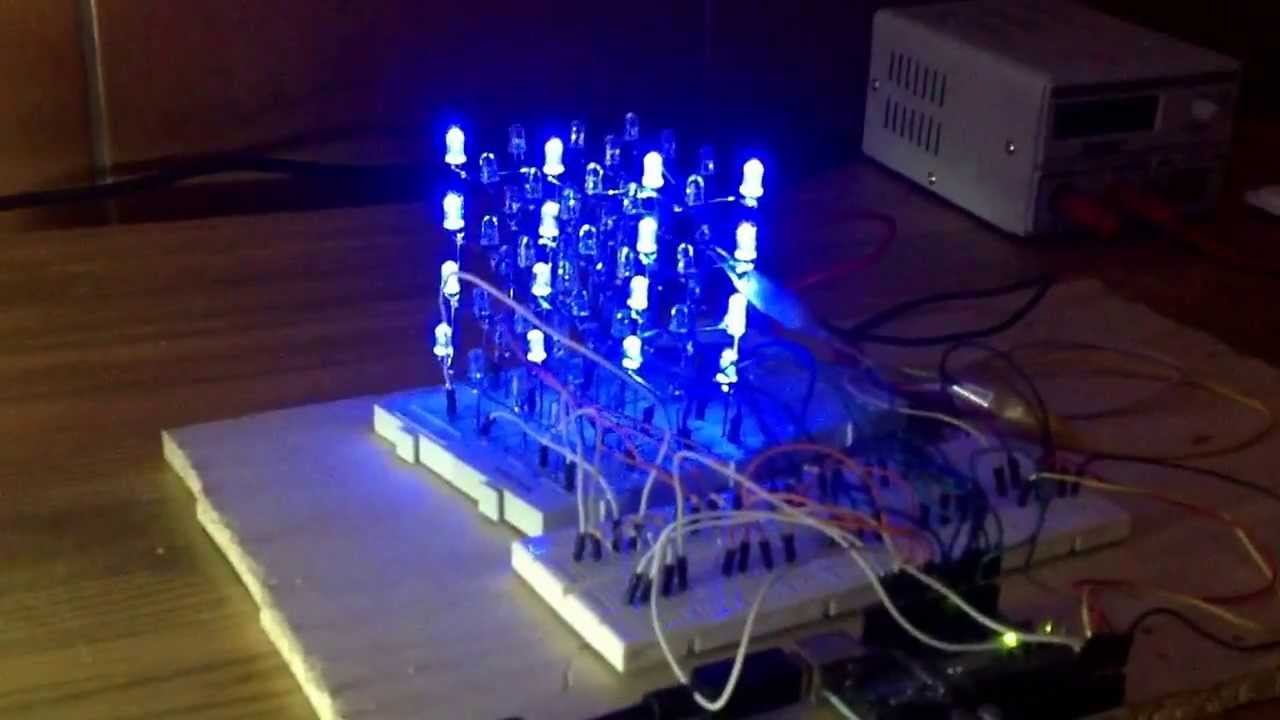 Cuarto Monótono En detalle Como hacer un cubo de LEDs 4x4x4 con Arduino - YouTube