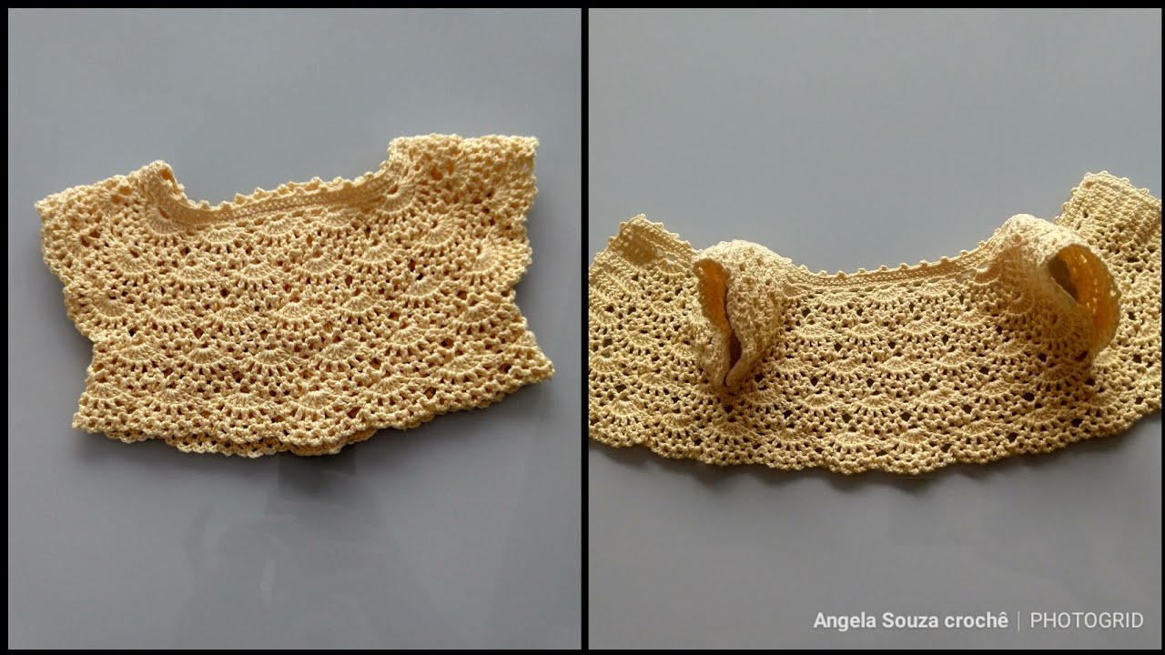 Pala de crochê para vestido de bebê de 0 a 3 meses PARTE 1