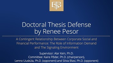 Doctoral Thesis Defense by Renee Pesor