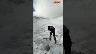 Battling extreme winds and flying snow on a steep peak 🌪️ #blizzard #climbing #extreme