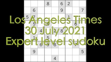 Sudoku solution – Los Angeles Times 30 July 2021 Expert level