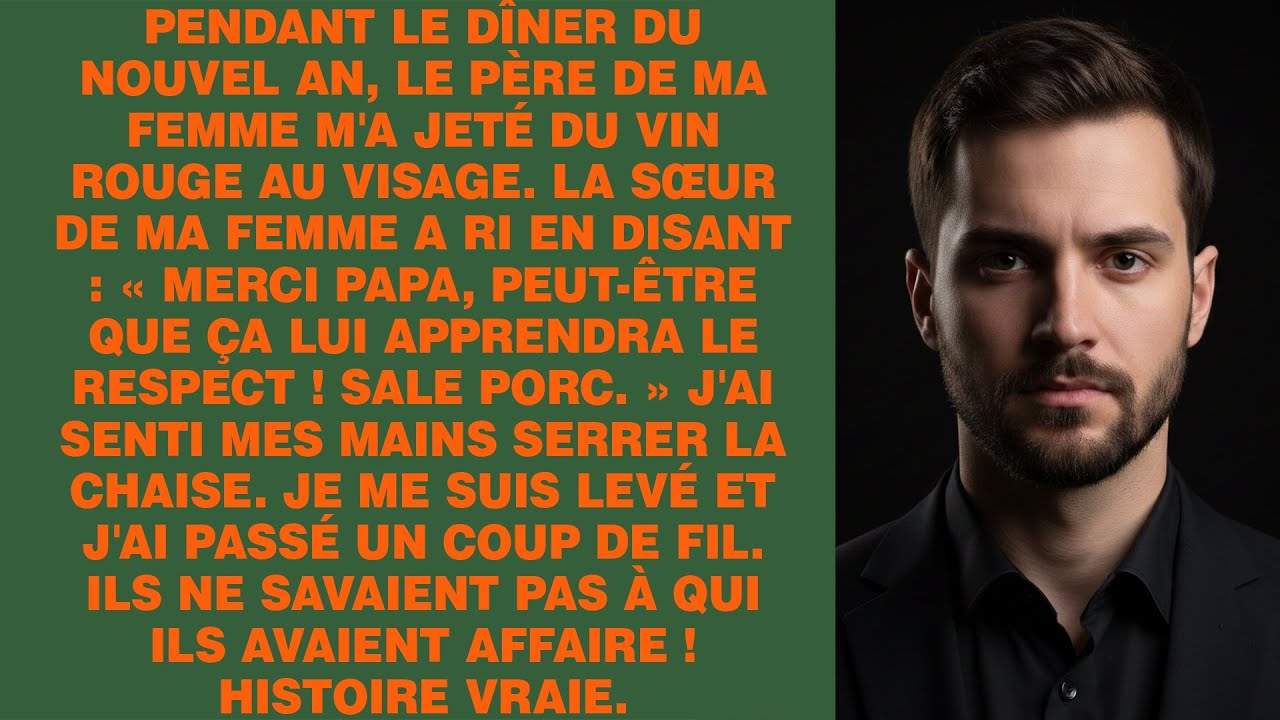 Le verre de vin s'est brisé contre le parquet, mais ce n'était pas le verre qui était brisé. C'était le vin que le père de ma femme venait de me jeter au visage, devant toute sa famille, pendant...