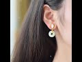 925 silver inlaid Hetian jade safety ring with fritillary earrings
