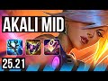 AKALI vs YASUO (MID) | 8 solo kills, Legendary | EUW Master | 25.21