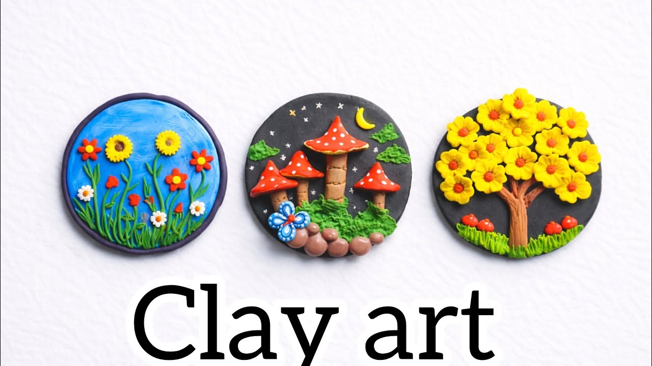🌸 Mini Clay Art | Nature Theme Handmade Clay Designs 