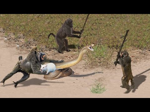 OMG! Capuchin Monkey Save Mouse From Banded Krait Snake Hunt | Gorilla Rescue Deer From Python - An