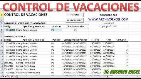 Control de Vacaciones plantilla en Excel con macros