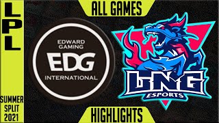 EDG vs LNG Highlights | LPL Summer 2021 W9D4 | Edward Gaming vs LNG Esports