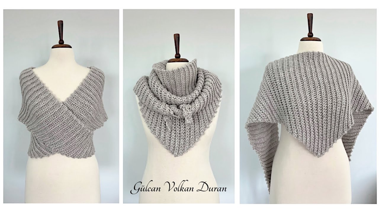 ÜÇGEN SELANİK MODEL ÖRGÜ ŞAL-ATKI- BOYUNLUK YAPIMI KRUVAZE ŞEKLİNDE KULLANIM ŞAHANE OLDU 😍