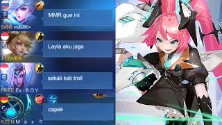 PRANK TOP GLOBAL LAYLA SOMBONG SAAT TIM NGETROLL, BERASA MAIN 1 VS 5 WKWK - MOBILE LEGENDS