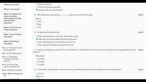 Sustainable Power Generation Systems week 4 NPTEL assignment solution