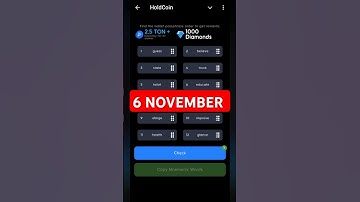 Holdcoin 6 November Daily Heist Code Combo Code Today #holdcoin #code #airdrop