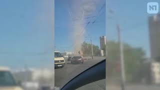 Жители Петербурга сняли на видео пылевое «торнадо»
