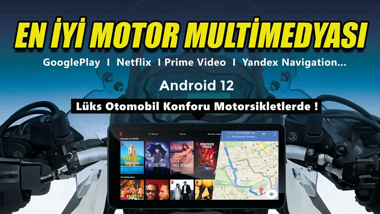 En İyi Motorsiklet Multimedyası Android12 + Çift Kamera