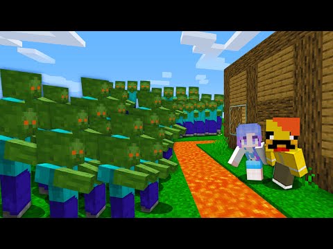 「좀비군대 <strong>VS</strong> 그냥 집」 지능이 발달해버린 좀비들?! [ 몬스터 막기 ] Zombie army <strong>defense</strong> in minecraft