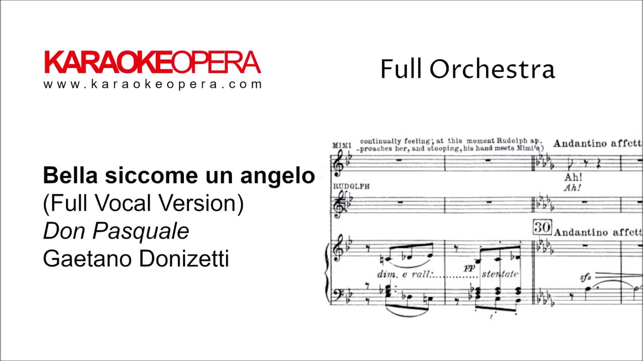 Karaoke Opera: Bella Siccome - Don Pasquale (Donizetti) Vocal