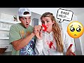 Getting A BLOODY NOSE After WORKING OUT Prank On Husband! *HE FREAKED OUT*