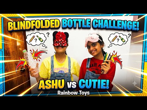 BLINDFOLDED Pencil in the Bottle Challenge! 🫣✏️ Ashu Vs Cutie!