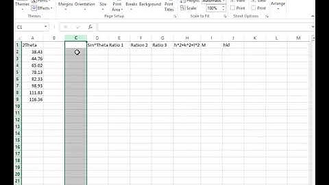Indexing XRD peaks using excel