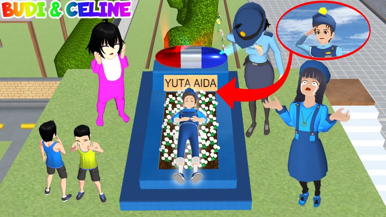 Polisi 🚓 Yuta Sang Penolong Meninggal Di Tembak Penjahat | Mio Celine Menangis | Sakura School
